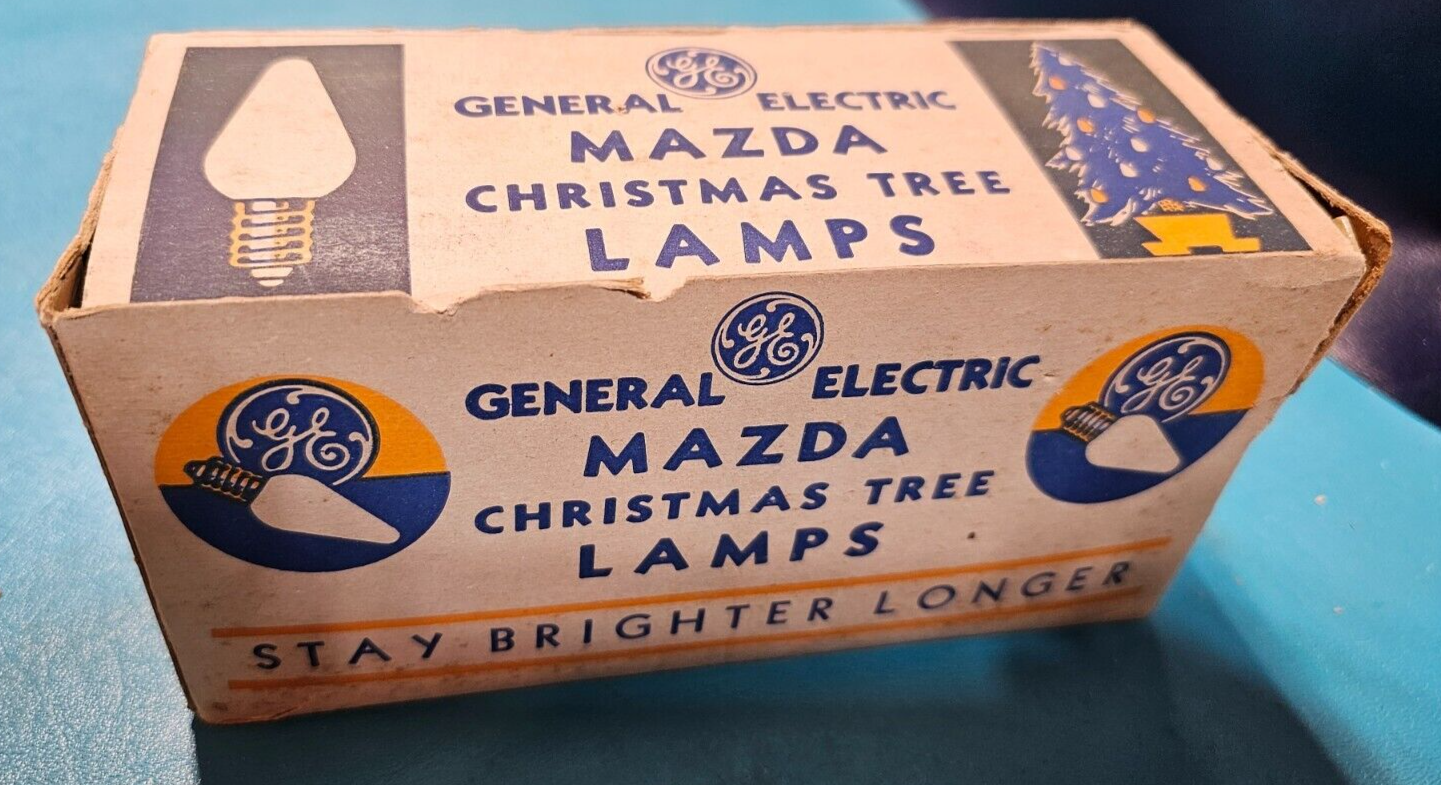 10 Vintage GE C9 Swirl Flame Christmas Lights Bulbs BLUE Test Working Block Logo eBay