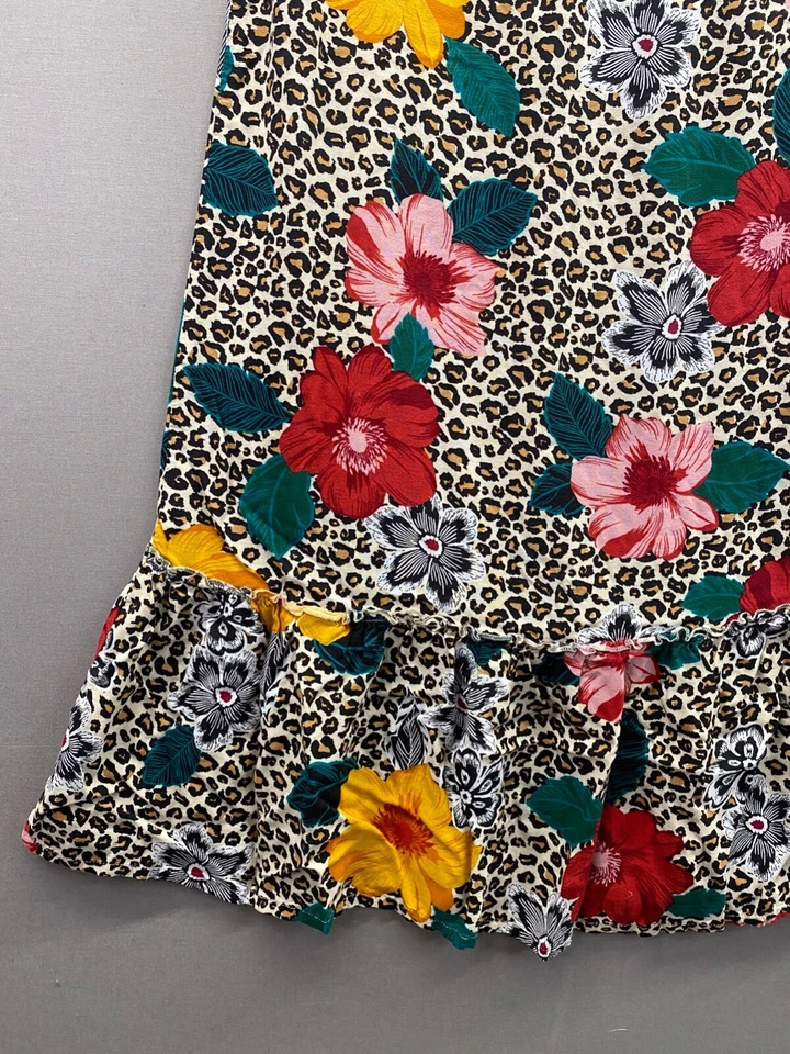 Papaya Womens Brown Skirt Cheeatah Floral Print Midi Size 10 - Image 2 of 4