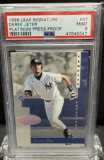 1996  LEAF SIGNATURE  DEREK JETER   PLATINUM PRESS PROOF    #67    PSA 9