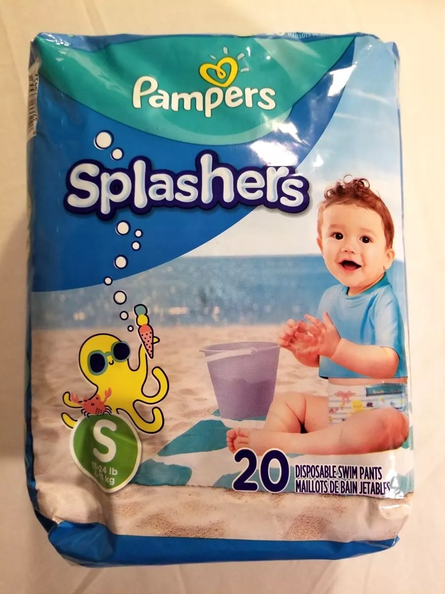 Pampers Splashers Disposable Swim Pants 20 Ct Size S 13-24 lb. One New Pack