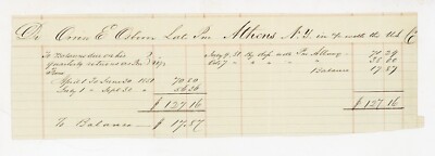 Orin E. Osborn  Postmaster of Athensn NY New York 1851 Handwritten receipt USPS