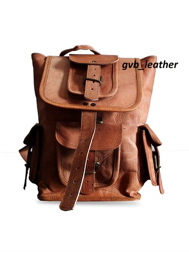Sac à Dos En Cuir Véritable Marron - Cartable Bandoulière Pour Homme, Neuf, Fabrication Inde
