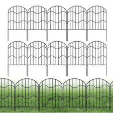 10PCs Decorative Garden Border Fence Black Coated Metal Lawn Fencing Barrier