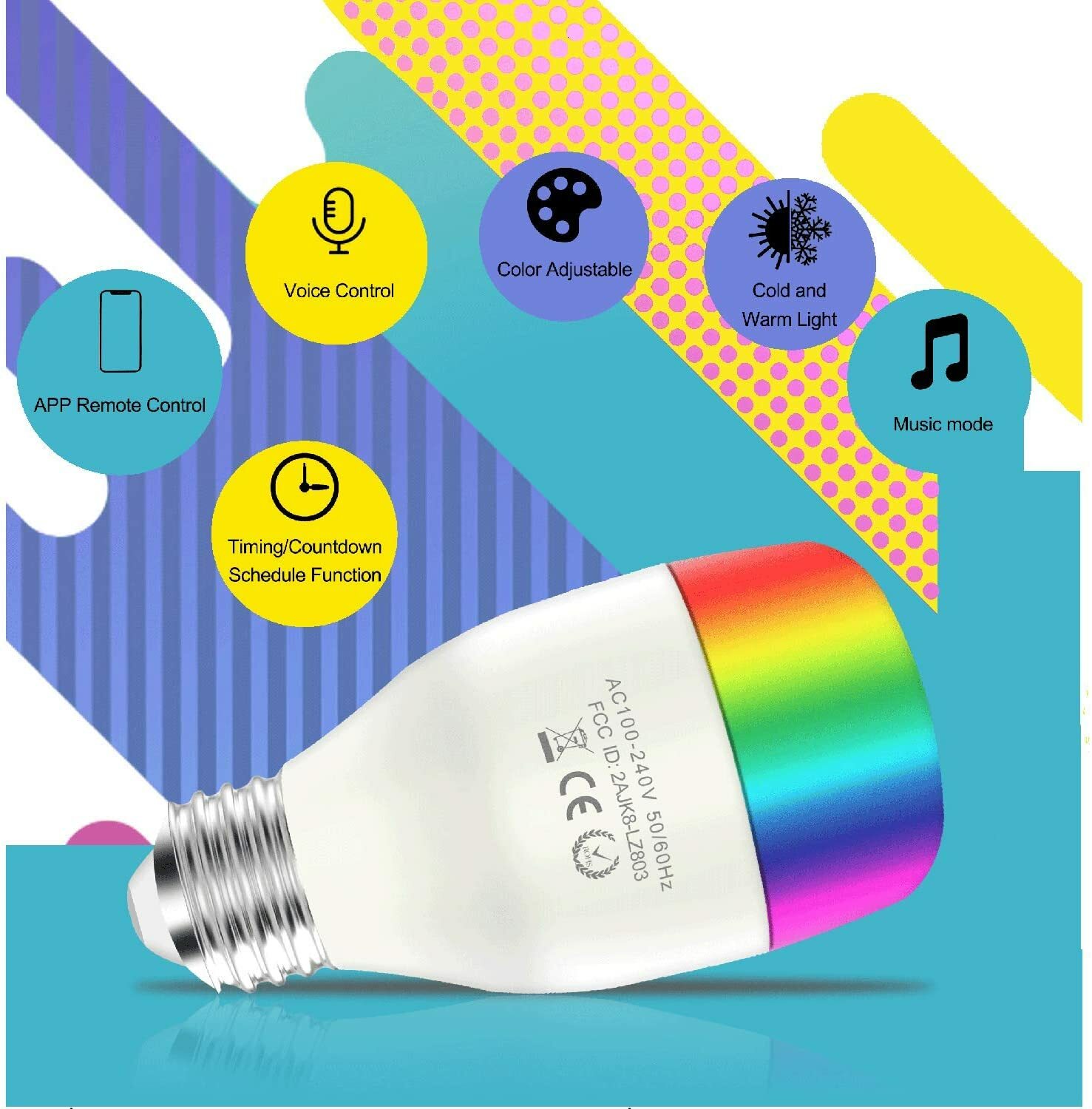 E-Hause Smart LED Light Bulb Compatible with Alexa, Google Home - no hub req