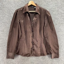 East 5th Shirt Women 16 Plus Brown Button Up Collared Long Sleeve Solid Casual