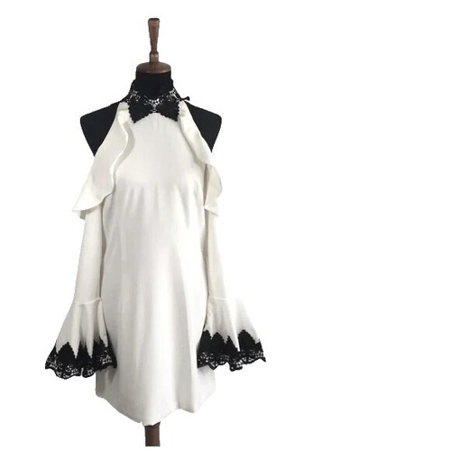 $295 Jay Godfrey Women's White Long-Sleeve A-Line Dress Size 4 | eBay