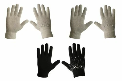 Grey 100% Wool Gloves & Mittens for Women