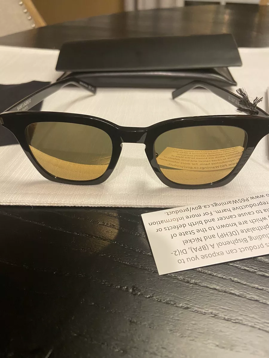 Saint Laurent Slim Gold Black Sunglasses SL138/F 006 49 Arm:150mm Brand New Case