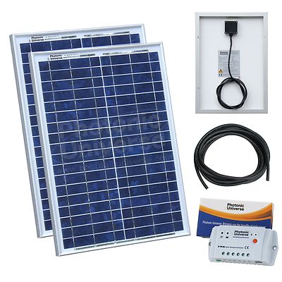 40W (20W+20W) Solar Ladeset für 12V/24V Batterie Wohnmobil, Wohnwagen, Boot