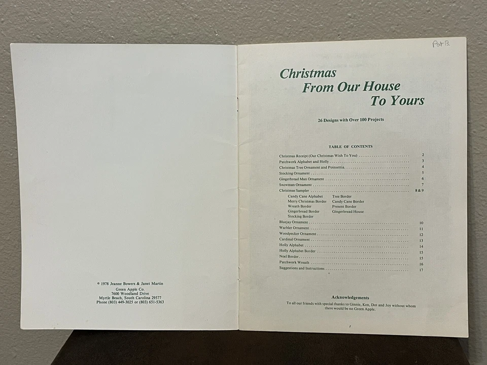 1978 Vintage Green Apple Christmas Snowman Holidays Cross Stitch Patterns Book - Image 2 of 4