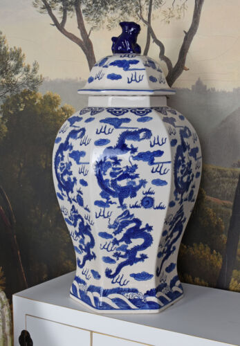 XL Deckelvase China Bodenvase Porzellan Gefäss Drache Vase mit Deckel 64cm - Bild 5 von 5