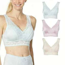 Rhonda Shear 3-pk Pin-Up Bra with Lace Back Detail-Light -1X-730630-NEW