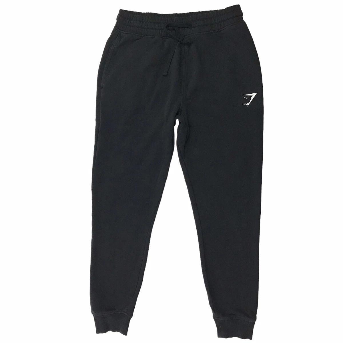 Gymshark Mens Small Black Crest Joggers Sweatpants (S4)