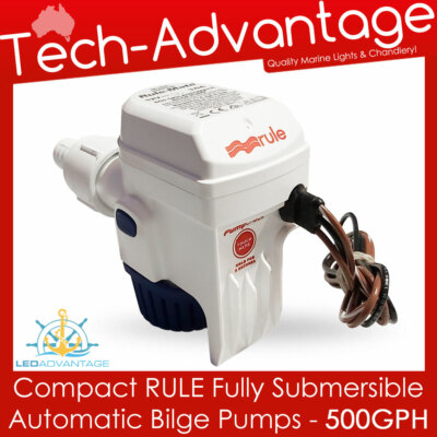 12v Rule Mate Compact Sensor Activated Automatic Submersible Marine Boat 500GPH
