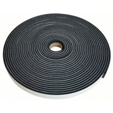 Foam Tape: Continuous Roll, Black, 1/2 in x 16 11/16 yd, 3/16 in Tape Thick