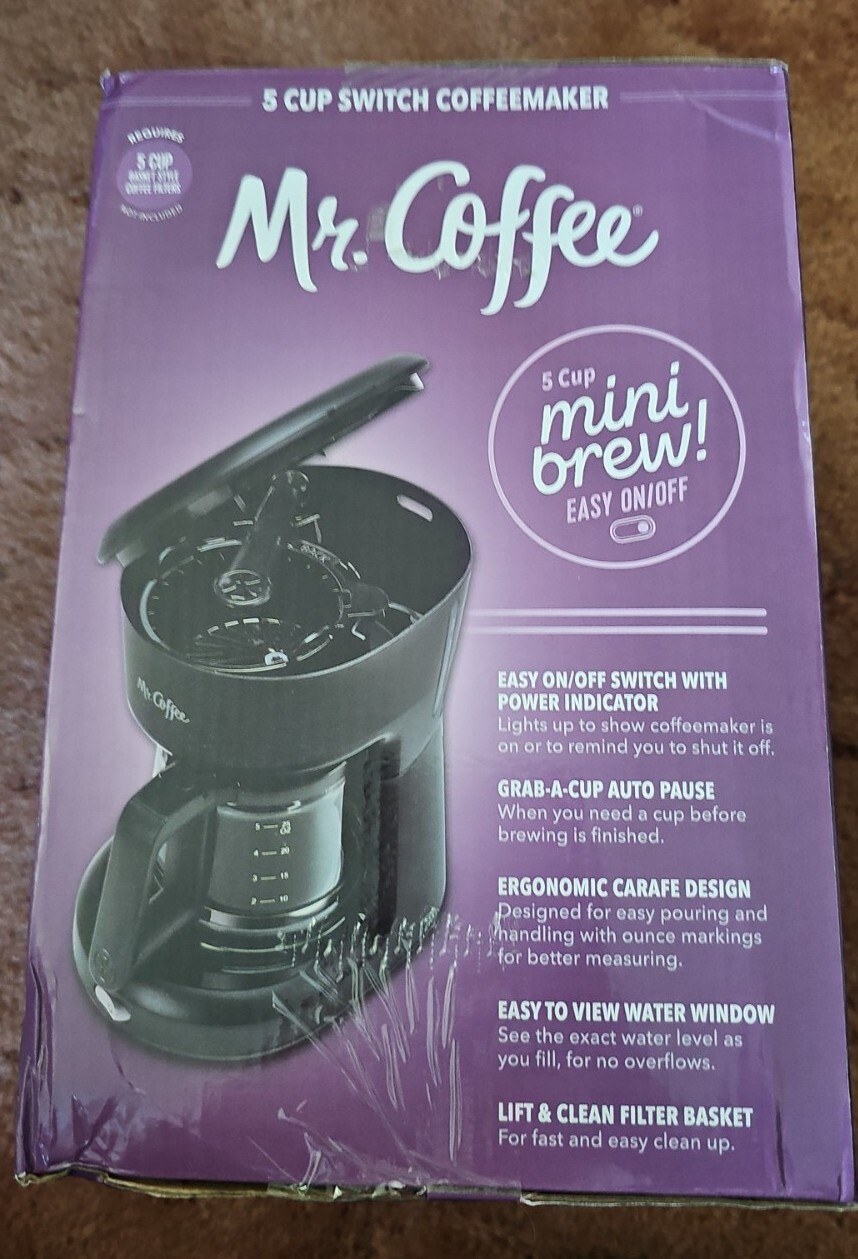 Mr. Coffee 5Cup Mini Brew Switch Coffee Maker Black Auto Pause Easy On