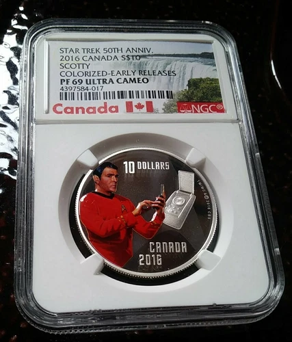 2016 Canada NGC PF 69 ULTRA CAMEO $10 Star Trek 50th Ann. Scotty 1/2 oz SILVER