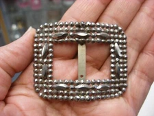 Antique Vtg Art Deco Style French Cut Steel Belt Buckle Made in France #A100