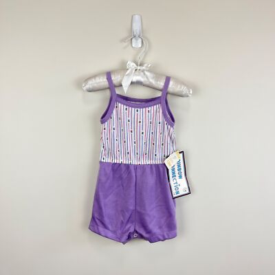 Vintage Rainbow Connection Purple Romper Sun Suit Baby Girl 12 Months NWT 