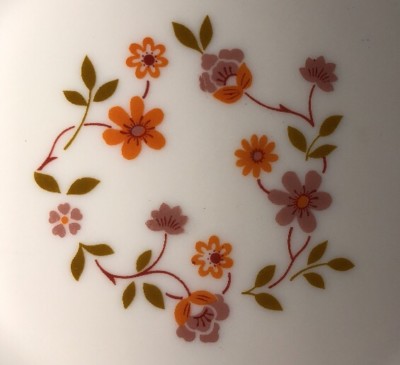 Lot De 6 Assiettes Creuses Arcopal Vintage - France - Diam. 21,5 Cm - Motif Fleurs Oranges