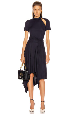 MONSE Midnight Dark Navy Asymmetric Deconstructed Cutout Midi Dress 12 US = 48