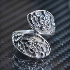 size 6.75, vintage southwestern sterling silver 925 handmade flower band ring