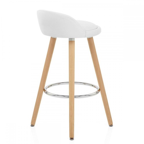 Auction *Set of Two* Jive Wooden White Faux Leather Bar Stool (PTR270