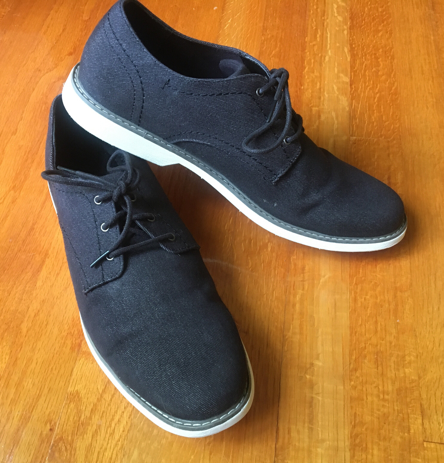 SAOLA Mocassini uomo nero denim cotone leggero bianco suola gomma misura 13 pizzo