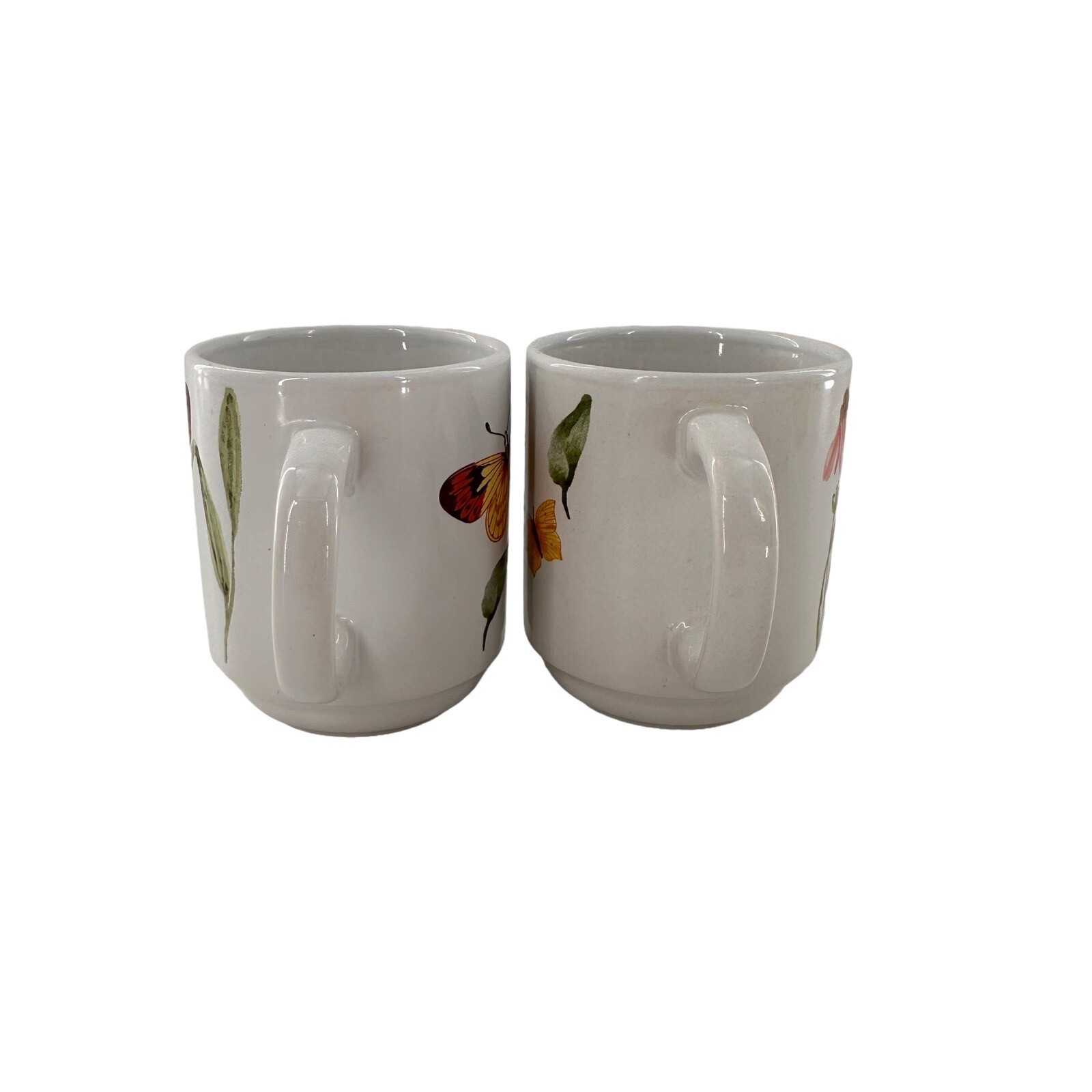 2x Old East Main Co Smooth 12 oz Coffee Tea Mug Cup Butterfly Wildflower Gift b