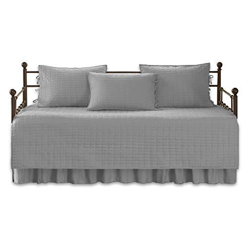 Comfort Spaces Kienna Daybed Set - Stitched Quilt Pattern - 5 Pieces - Grey - Comfort Spaces Kienna Daybed Set - Stitched Quilt Pattern - 5 Pieces - Grey -