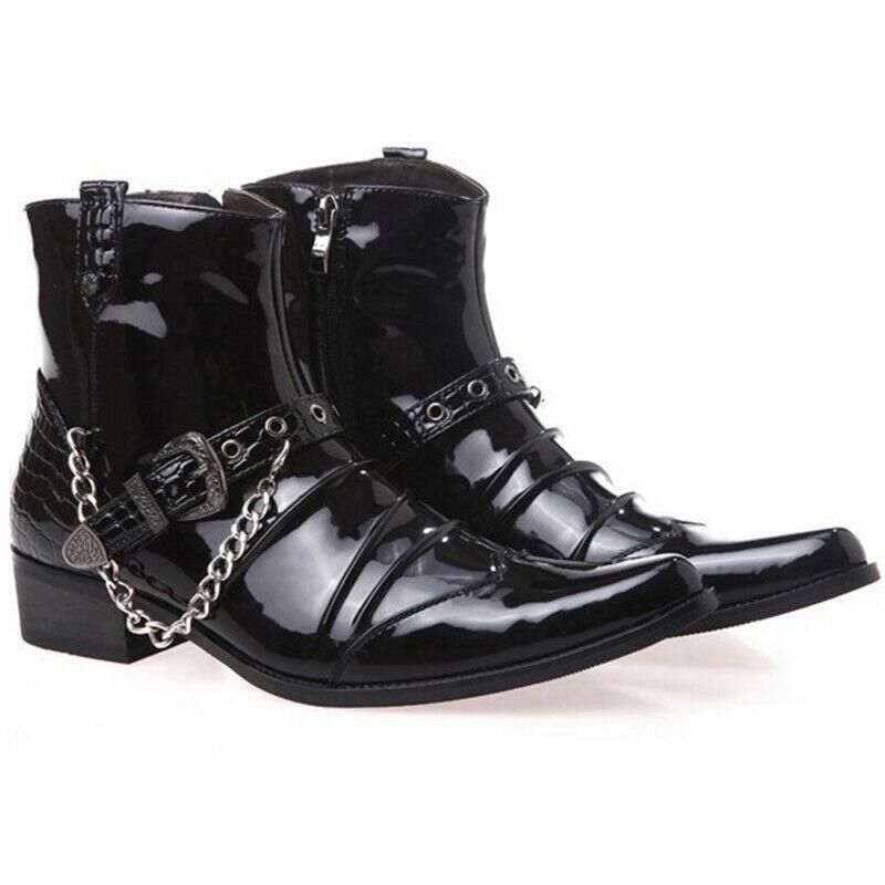 Chelsea Men's Eco Leather Ankle Boots High Top Shoes Buckle