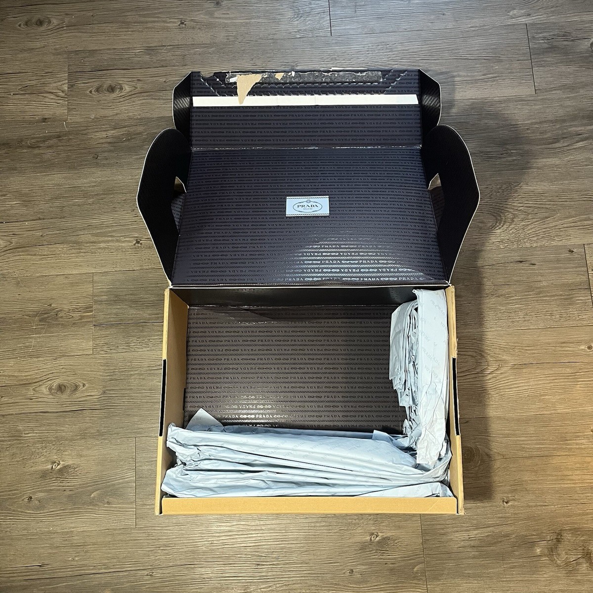 Prada Milano Black Shoe Box 12x7x4.5” Dust Bag Tissue care cards