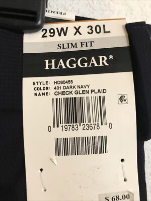 スタイル様 J.M. Haggar Men's PLN CHECK GLEN PLAID PANT D. Navy 29W X 30L Ret