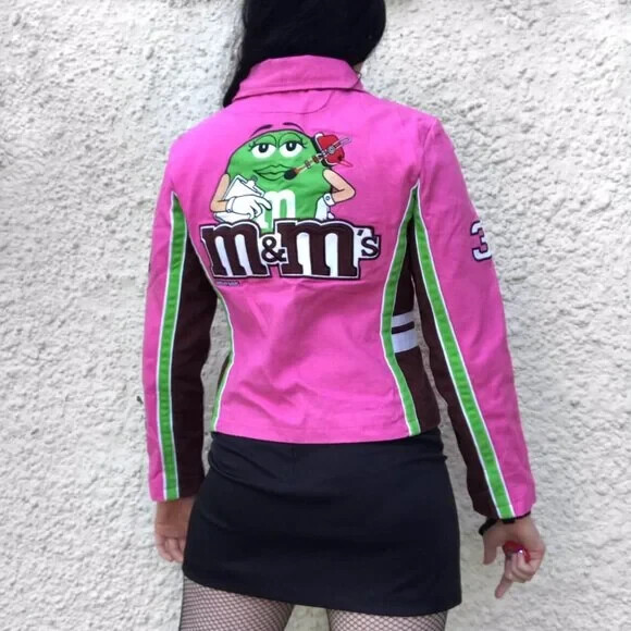 M&M's レースジャケット Vintage retro pink NASCAR M&Ms candy racing jacket coat y2k