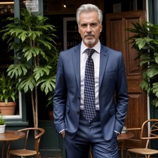 S W SHLAX WING Mens Necktie Navy Blue Yellow Patterned Ties for Men Extra Long