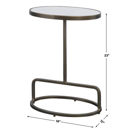 Uttermost Jessenia Transitional Marble and Metal Accent Table in White - Picture 5 of 5