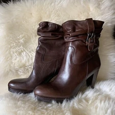Gastone Lucioli Made in Italy $370 Brown Slouchy Boots High Heel sizes