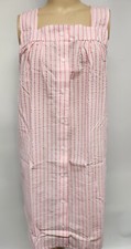 NWT Women Sleeveless Nightgown Seersucker Pink Stripe Croft Barrow Cotton Blend