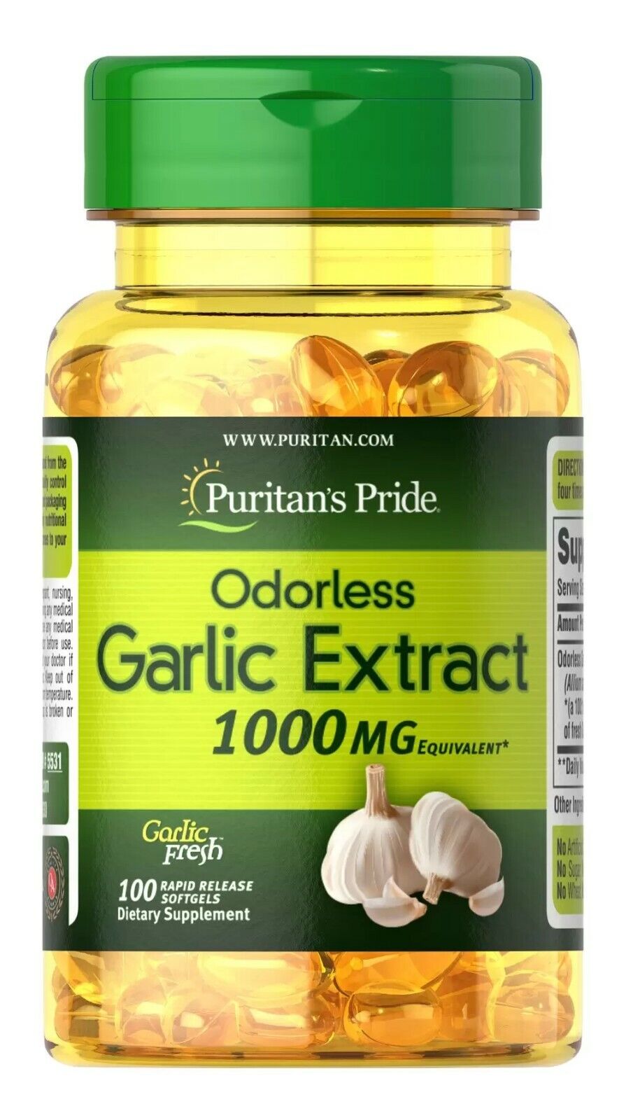 Puritan's Pride Odorless Garlic Extract 1000 mg 100 Rapid Release Softgels