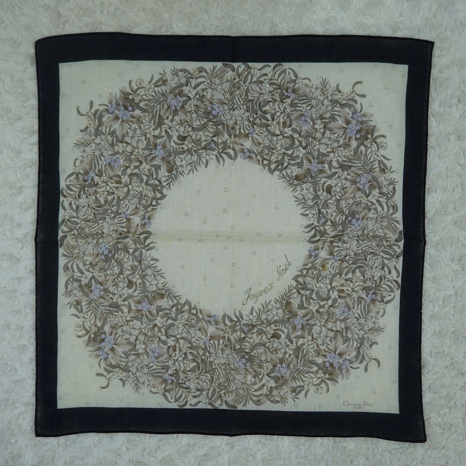 N756 CHRISTIAN DIOR Foulard coton fleur iry foulards poche carré 18,5