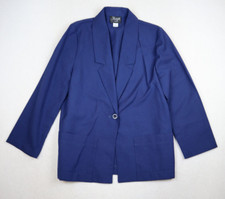 Vintage Women's Blazer Jacket Sz 8P Blue Unlined Oversized Lightweight RADCLIFFE