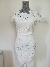 White Lace Dress mini fitted bodycon open back size Small