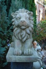 Löwe liegend antikgrün Torwächter Gartenfigur Neu