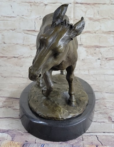 Donkey Mule Pony Bronze Metal Statue Sculpture Figure Decor Art on Marble Base - Picture 4 of 10