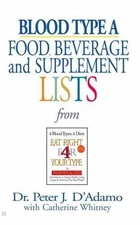 Blood Type a Food, Beverage and Supplement Lists by D'Adamo, Peter J.