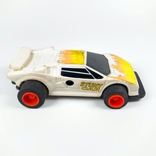 Vintage 1992 Tyco Lamborghini Countach Stunt Car Pull Back -White w Flames 4.75"