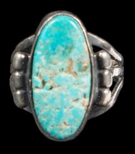 Sterling Silver Native American Natural Turquoise Dot Ring Size 6 1/2