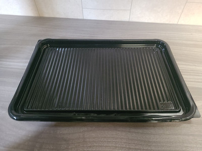 50 x schwarze große rechteckige Sandwichplatten Kunststoff Einweg 45 x 30 cm 