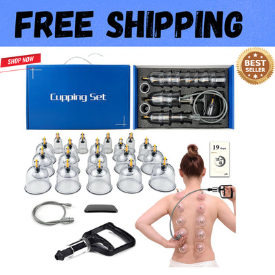 Cupping Therapy Set 19 Massage Cups for Back Pain Relief Physical with Hand Pump