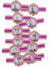 12 cigar bands Principal Nobrandname Generals 1940 1945 purple iss in 1971